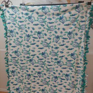 Teal & Blue Sea Turtle Double-Sided Heavy Fleece #23 (48in W X 65in L)